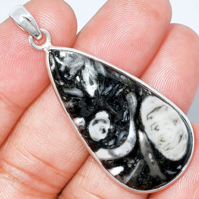 Mexican Cabbing Fossil Pendant SDP153703 P-1001, 20x40 mm