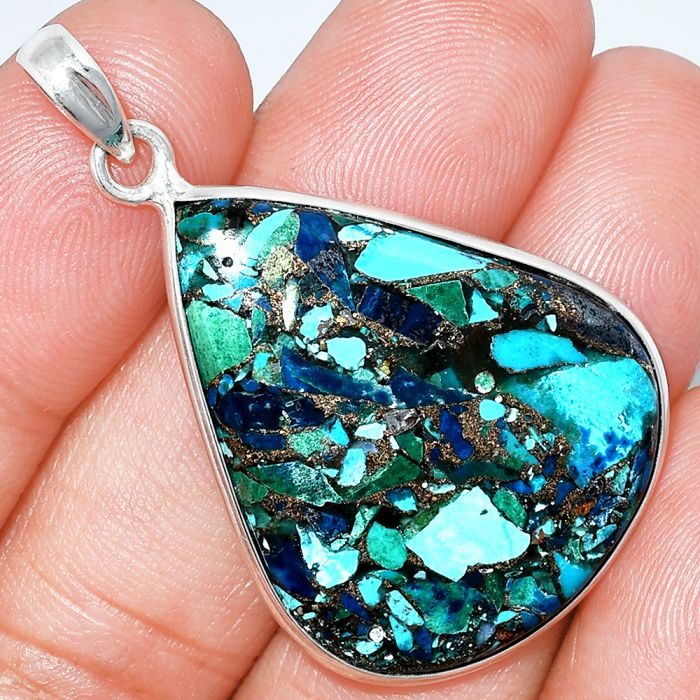 Multi Copper Turquoise Pendant SDP153710 P-1001, 26x32 mm