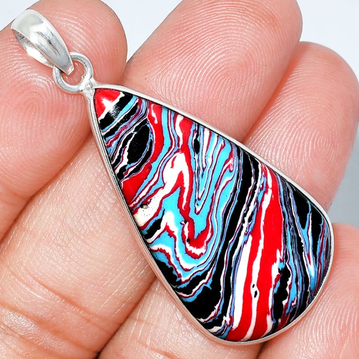 Fordite Detroit Agate Pendant SDP153752 P-1001, 19x36 mm