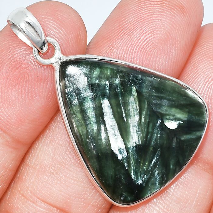 Russian Seraphinite Pendant SDP153770 P-1001, 23x28 mm