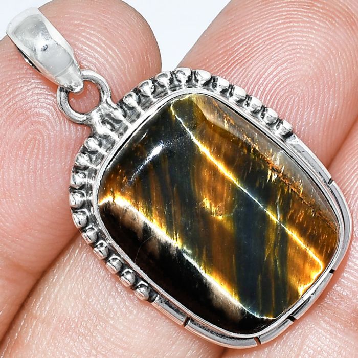 Blue Tiger Eye Pendant SDP153777 P-1058, 16x21 mm