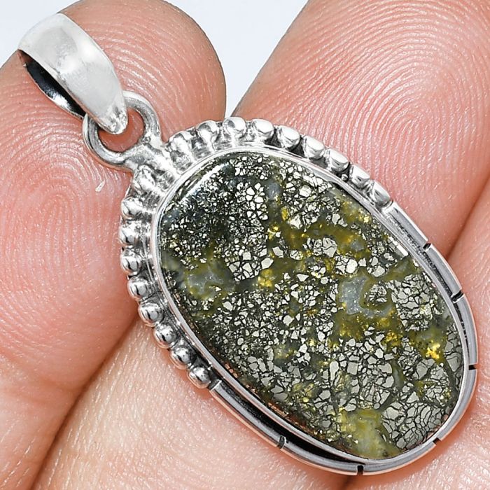 Nipomo Marcasite Agate Pendant SDP153788 P-1058, 13x22 mm