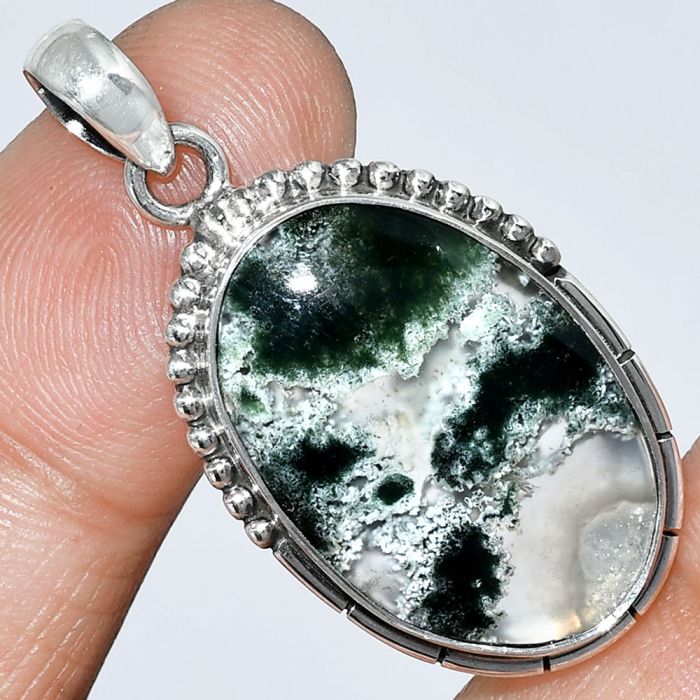 Horse Canyon Moss Agate Pendant SDP153795 P-1058, 16x24 mm