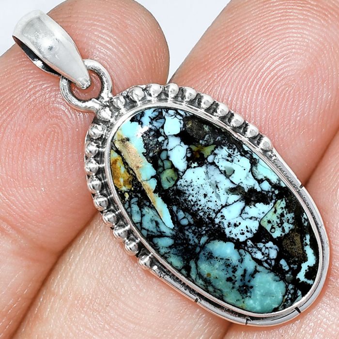 Lucky Charm Tibetan Turquoise Pendant SDP153803 P-1058, 13x24 mm