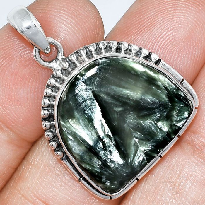 Russian Seraphinite Pendant SDP153805 P-1058, 19x20 mm