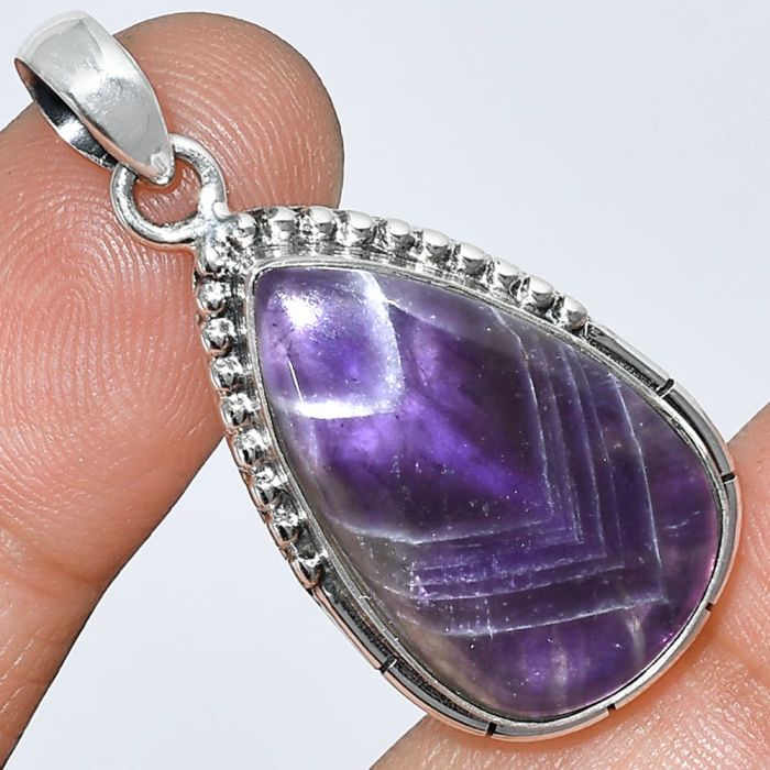 Chevron Amethyst Pendant SDP153806 P-1058, 15x24 mm