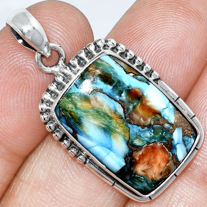 Spiny Oyster Turquoise Pendant SDP153812 P-1058, 15x21 mm