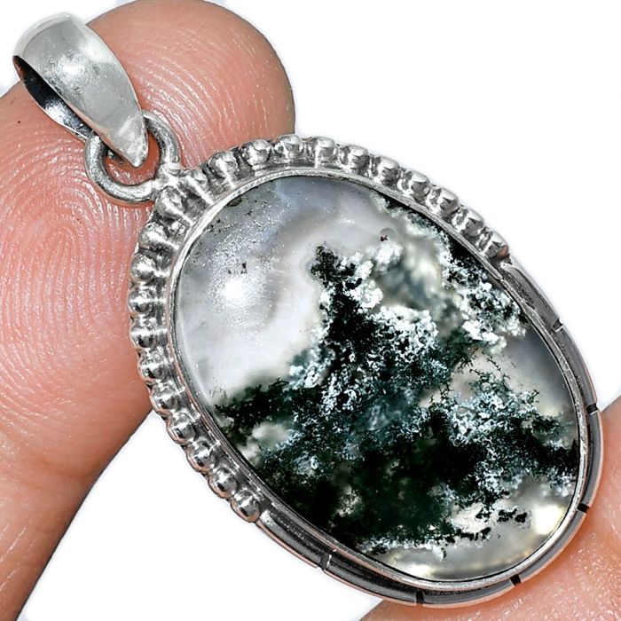 Horse Canyon Moss Agate Pendant SDP153815 P-1058, 15x23 mm