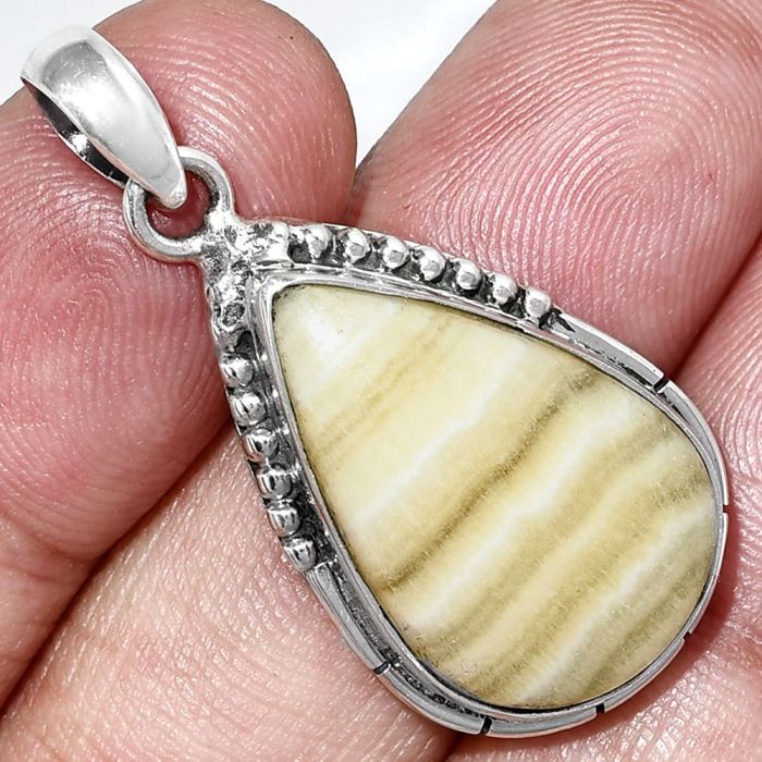 Yellow Aragonite Pendant SDP153846 P-1058, 15x23 mm