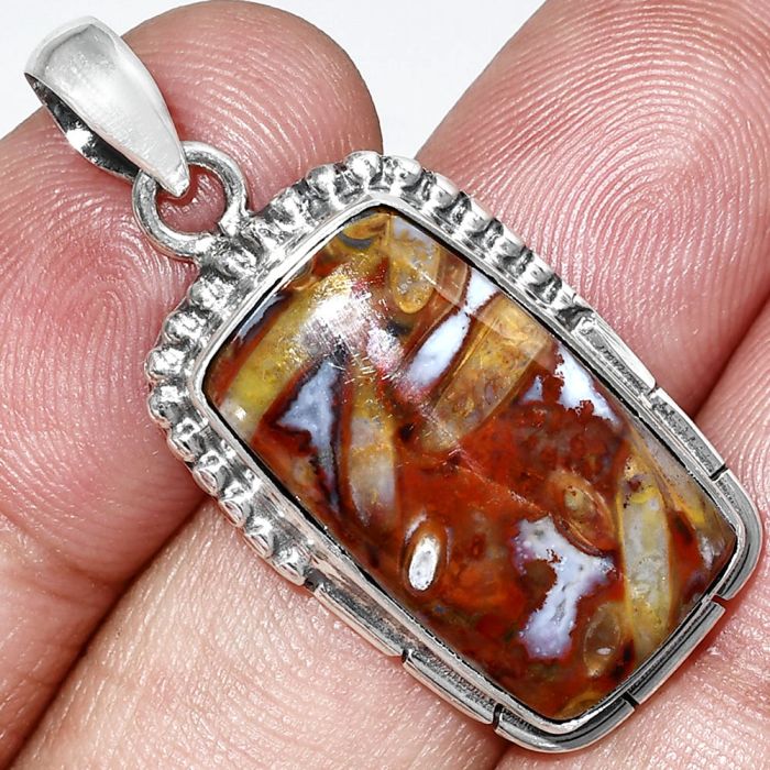 Red Palm Root Agate Pendant SDP153851 P-1058, 13x22 mm