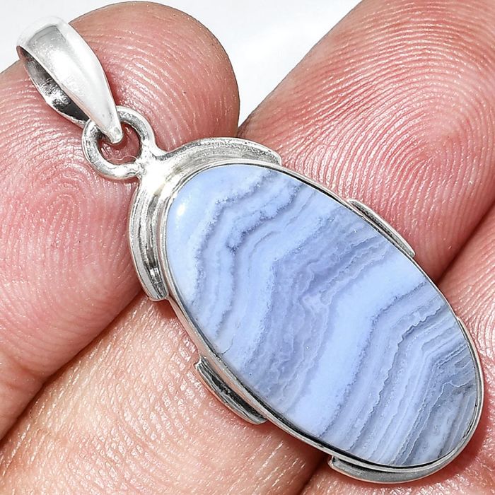 Blue Lace Agate Pendant SDP153870 P-1072, 13x25 mm