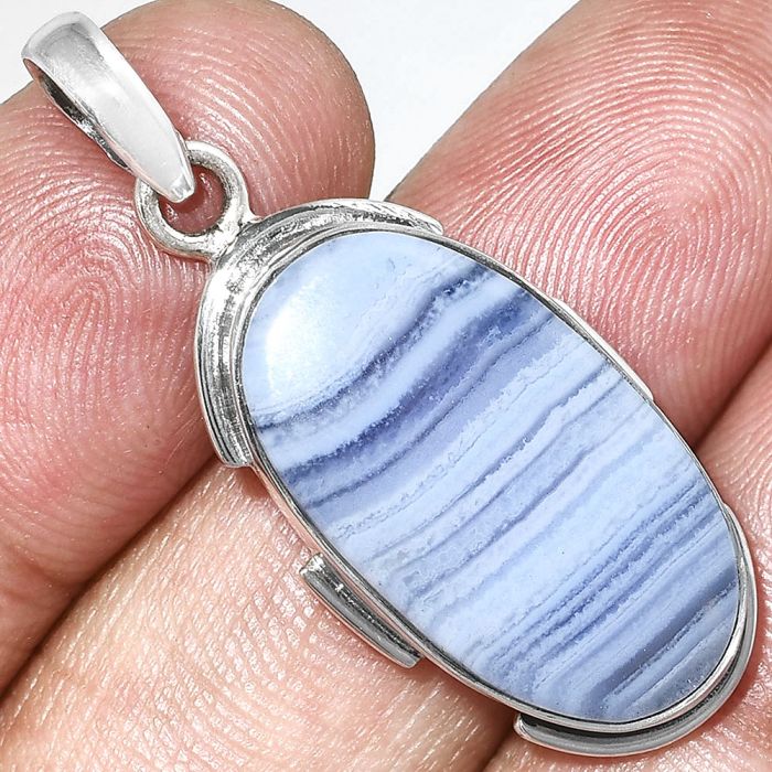 Blue Lace Agate Pendant SDP153872 P-1072, 13x24 mm