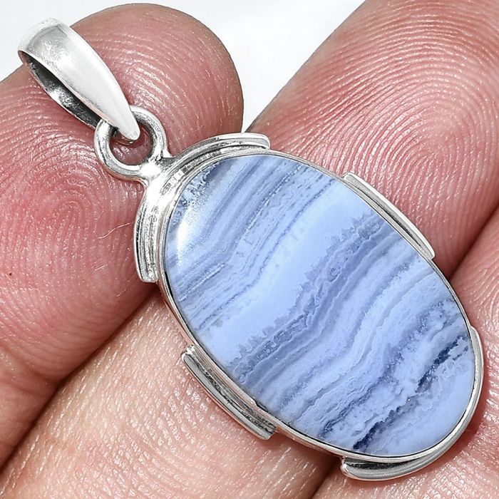 Blue Lace Agate Pendant SDP153875 P-1072, 14x23 mm