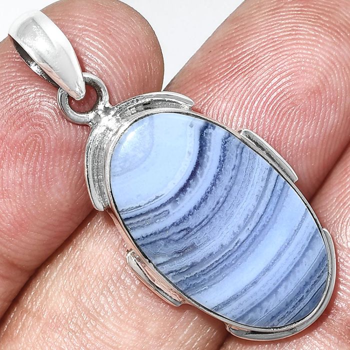 Blue Lace Agate Pendant SDP153880 P-1072, 14x24 mm