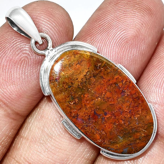 Red Moss Agate Pendant SDP153890 P-1072, 15x26 mm