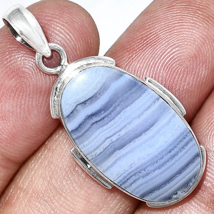 Blue Lace Agate Pendant SDP153905 P-1072, 14x24 mm