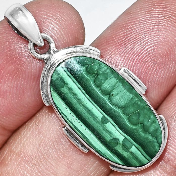 Malachite eye Pendant SDP153906 P-1072, 14x26 mm