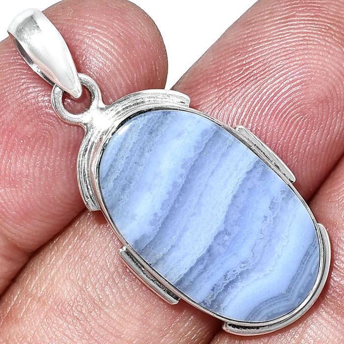 Blue Lace Agate Pendant SDP153910 P-1072, 14x23 mm