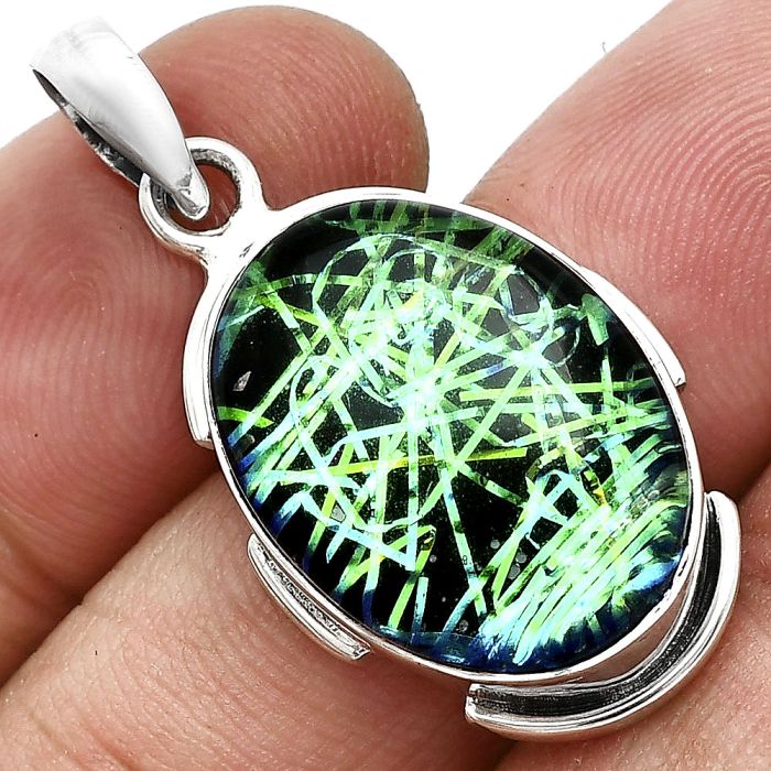 Dichroic Glass Pendant SDP153911 P-1072, 15x20 mm