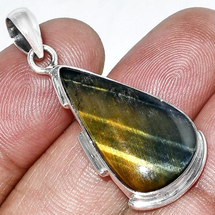 Blue Tiger Eye Pendant SDP153915 P-1072, 14x25 mm