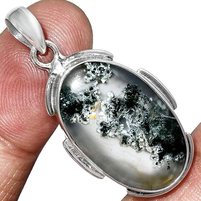 Horse Canyon Moss Agate Pendant SDP153929 P-1072, 15x24 mm