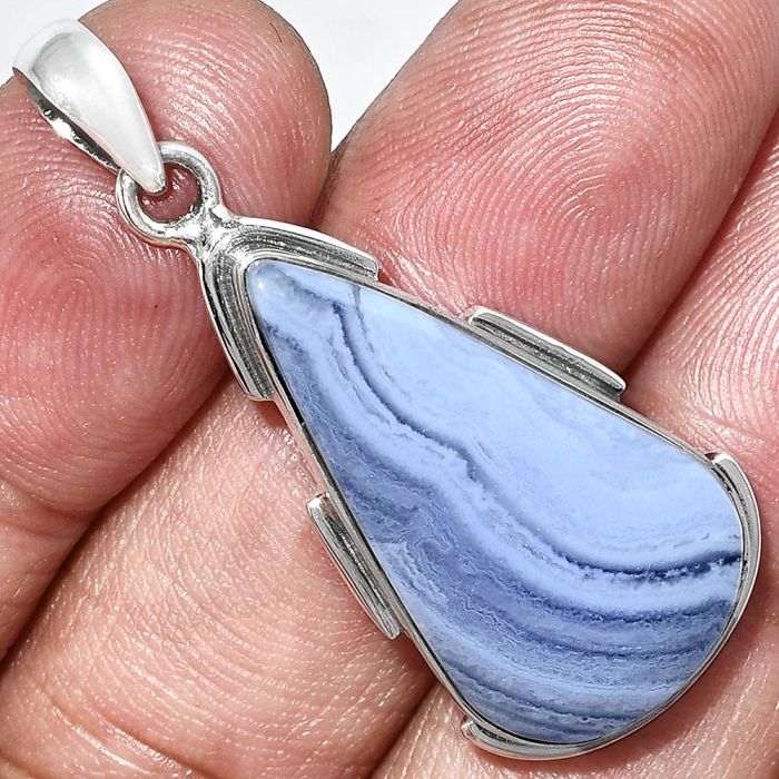 Blue Lace Agate Pendant SDP153930 P-1072, 15x27 mm