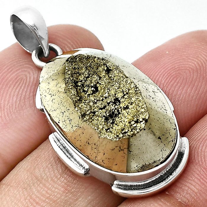 Peruvian Golden Pyrite Pendant SDP153935 P-1072, 15x24 mm