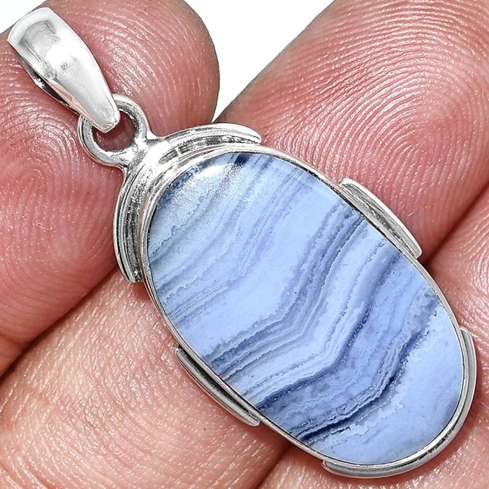 Blue Lace Agate Pendant SDP153943 P-1072, 15x24 mm