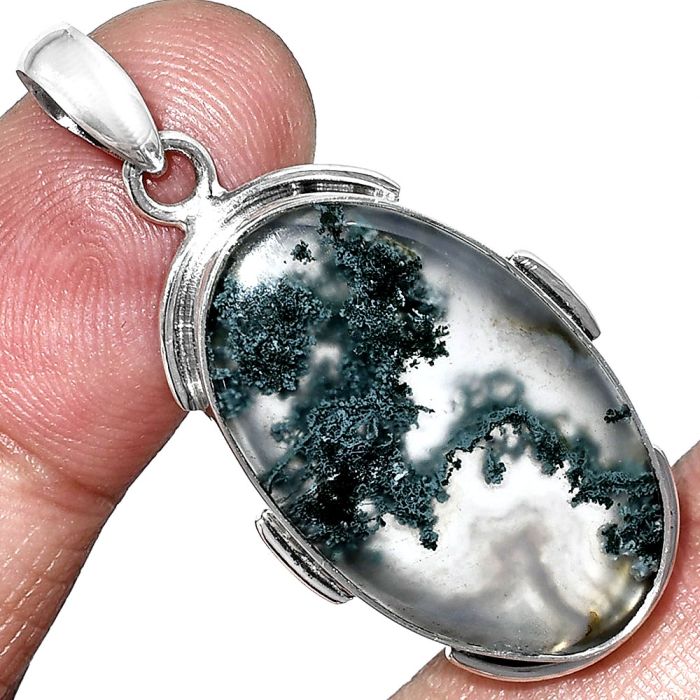 Horse Canyon Moss Agate Pendant SDP153944 P-1072, 17x28 mm