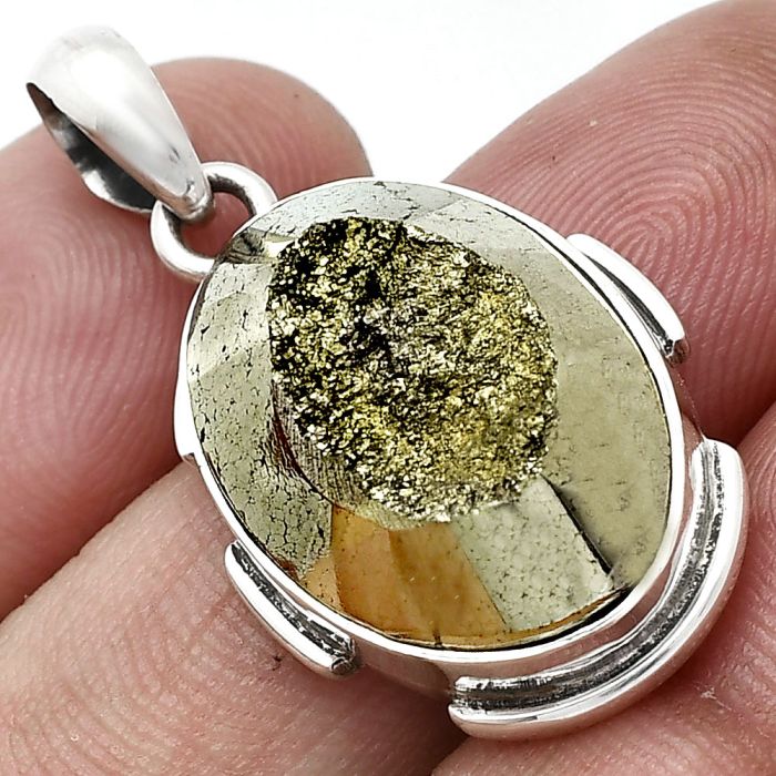 Peruvian Golden Pyrite Pendant SDP153947 P-1072, 15x21 mm