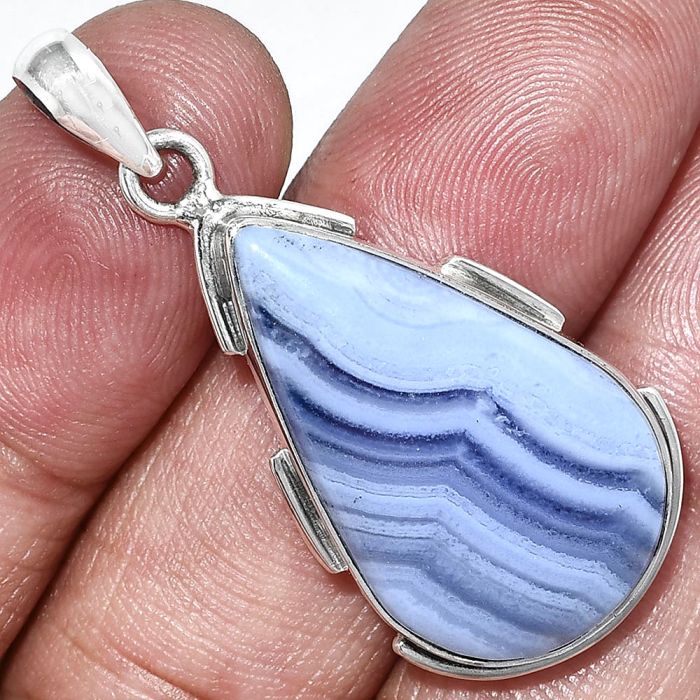 Blue Lace Agate Pendant SDP153950 P-1072, 16x27 mm