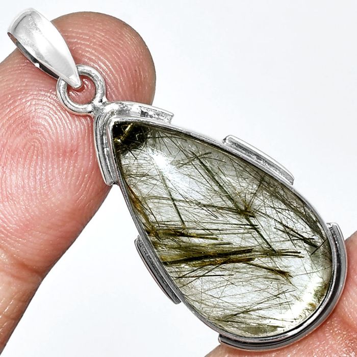 Actinolite In Quartz Pendant SDP153952 P-1072, 14x25 mm