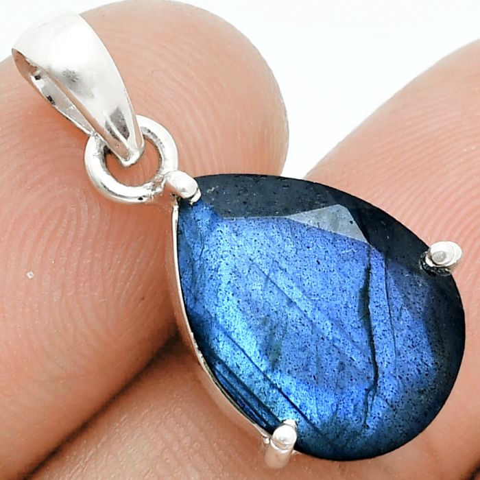 Faceted Blue Labradorite Pendant SDP153996 P-1013, 12x16 mm