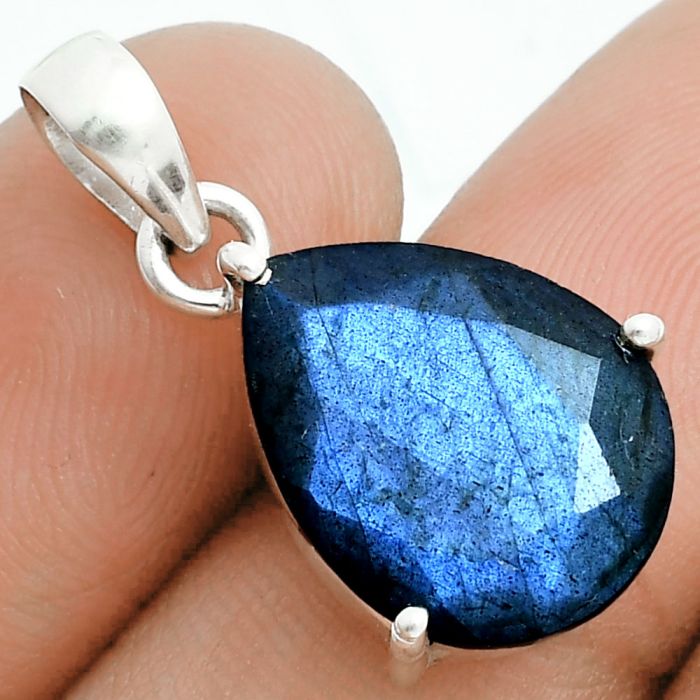 Faceted Blue Labradorite Pendant SDP153997 P-1013, 12x16 mm