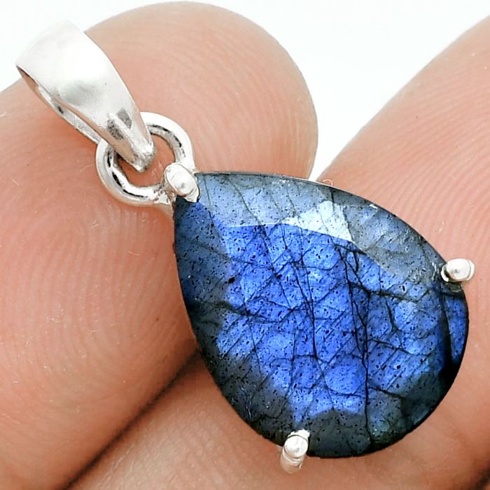 Faceted Blue Labradorite Pendant SDP153998 P-1013, 12x16 mm