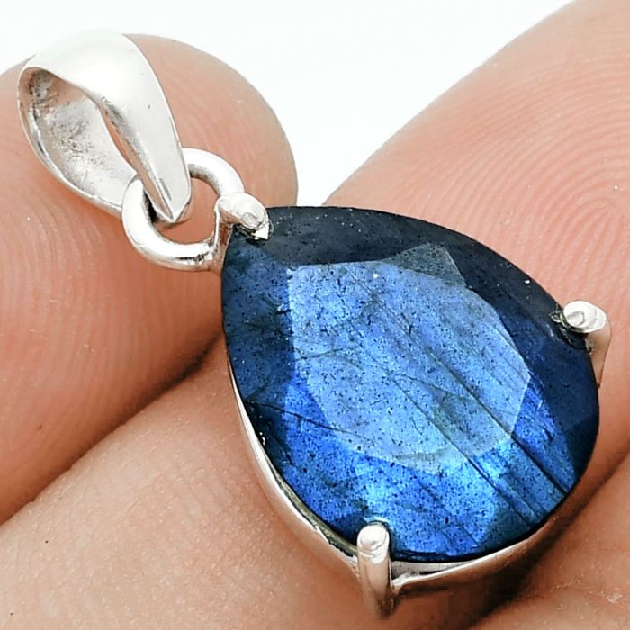 Faceted Blue Labradorite Pendant SDP153999 P-1013, 12x16 mm