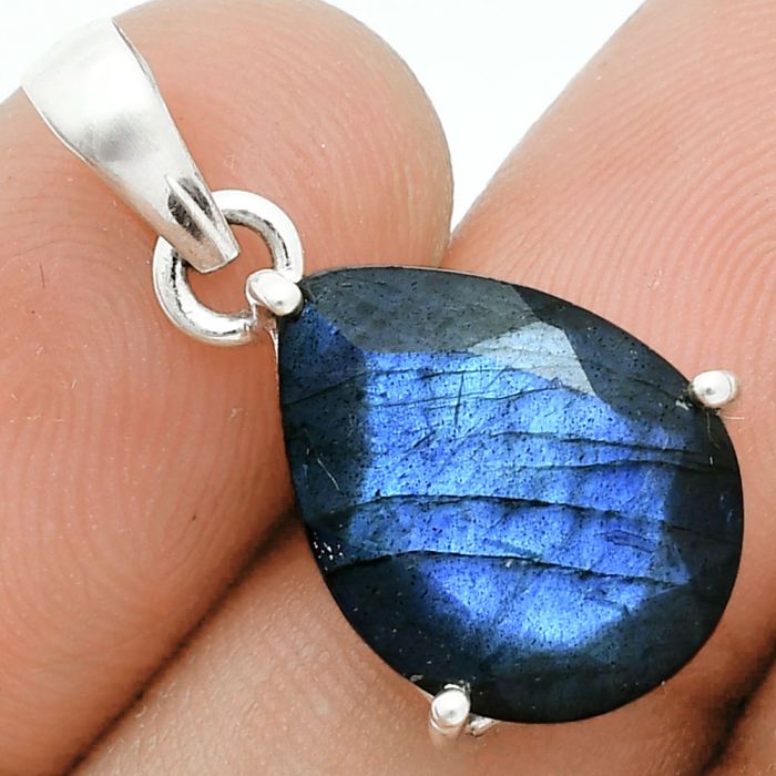 Faceted Blue Labradorite Pendant SDP154000 P-1013, 12x16 mm