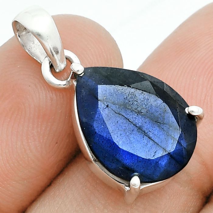 Faceted Blue Labradorite Pendant SDP157049 P-1013, 12x16 mm