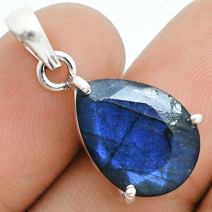 Faceted Blue Labradorite Pendant SDP157050 P-1013, 12x16 mm