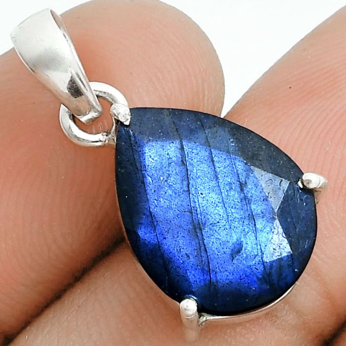 Faceted Blue Labradorite Pendant SDP157051 P-1013, 12x16 mm