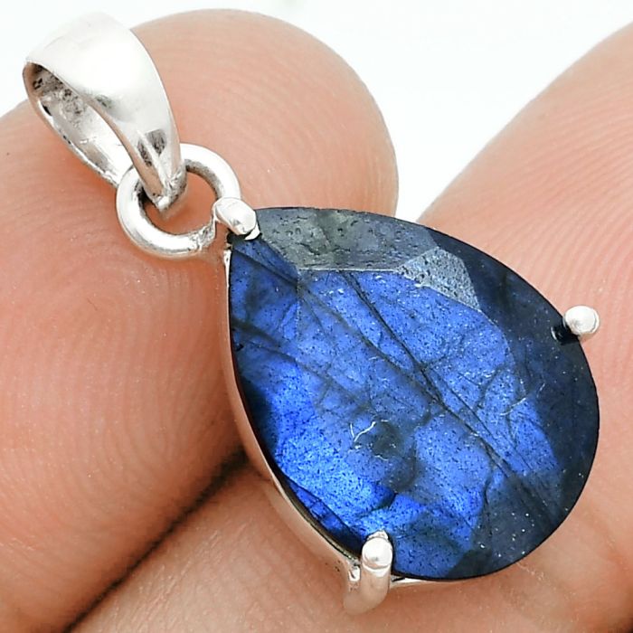 Faceted Blue Labradorite Pendant SDP157052 P-1013, 12x16 mm