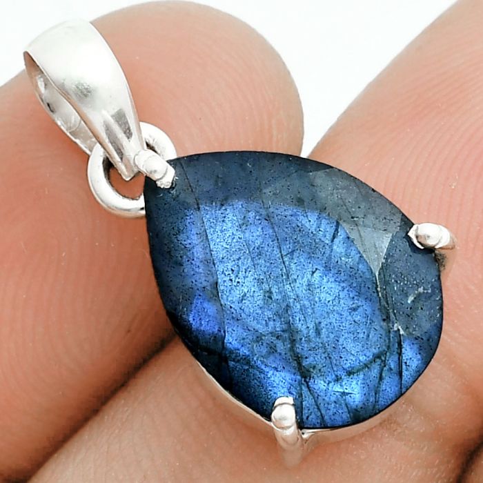 Faceted Blue Labradorite Pendant SDP157053 P-1013, 12x16 mm