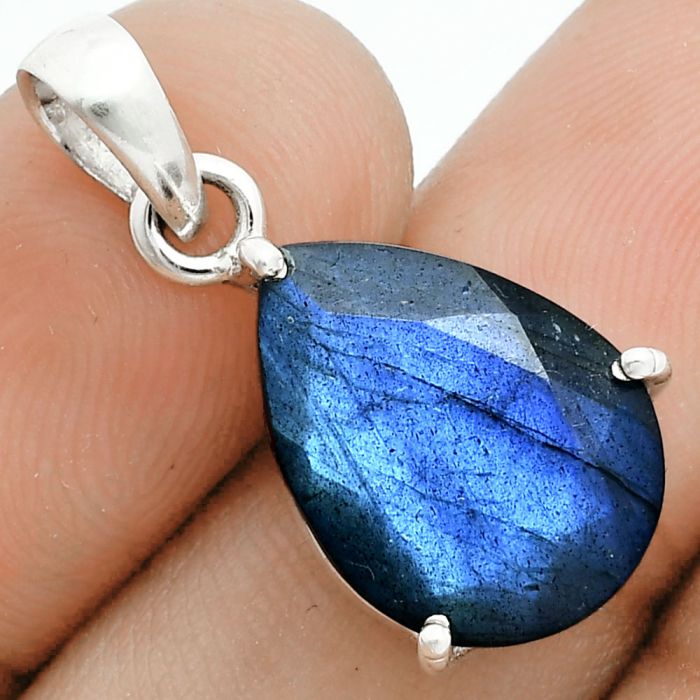 Faceted Blue Labradorite Pendant SDP157054 P-1013, 12x16 mm