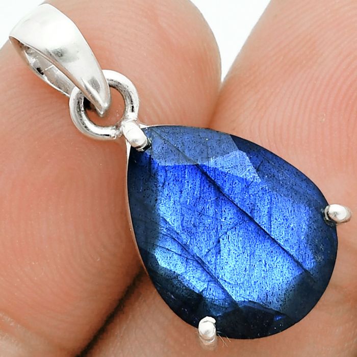 Faceted Blue Labradorite Pendant SDP157058 P-1013, 12x16 mm