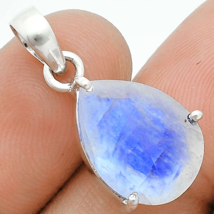 Faceted Rainbow Moonstone Pendant SDP157063 P-1013, 12x16 mm