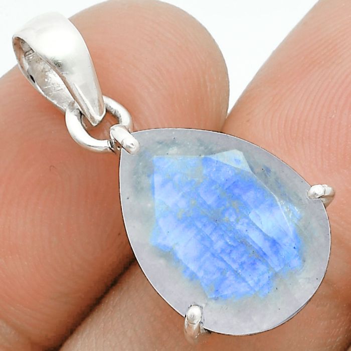 Faceted Rainbow Moonstone Pendant SDP157064 P-1013, 12x16 mm