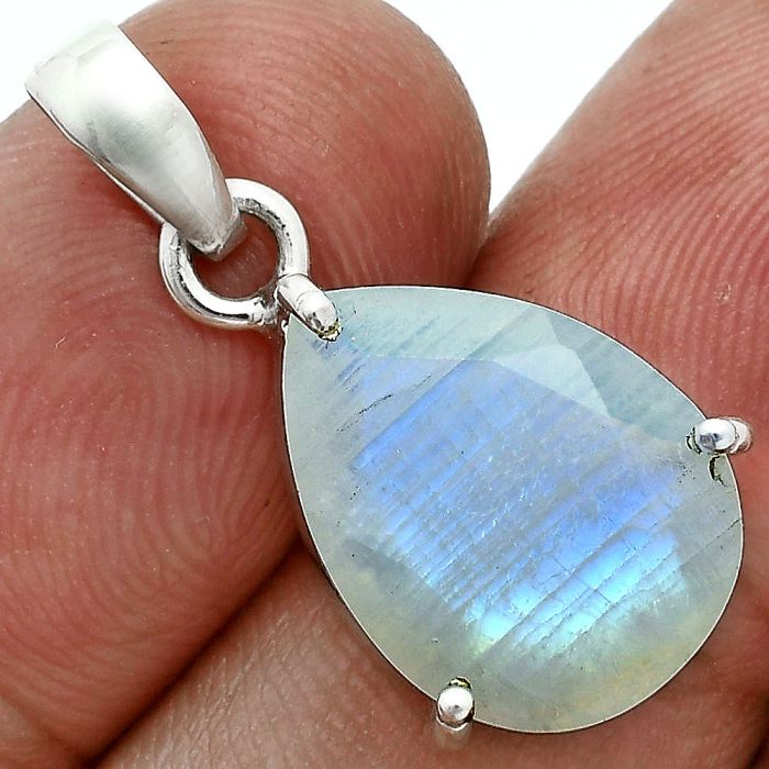 Faceted Rainbow Moonstone Pendant SDP157065 P-1013, 12x16 mm