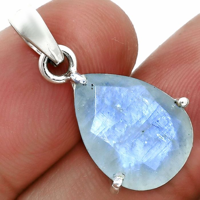 Faceted Rainbow Moonstone Pendant SDP157068 P-1013, 12x16 mm