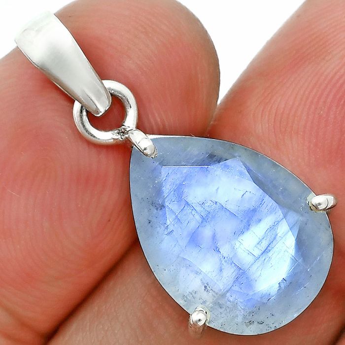 Faceted Rainbow Moonstone Pendant SDP157069 P-1013, 12x16 mm