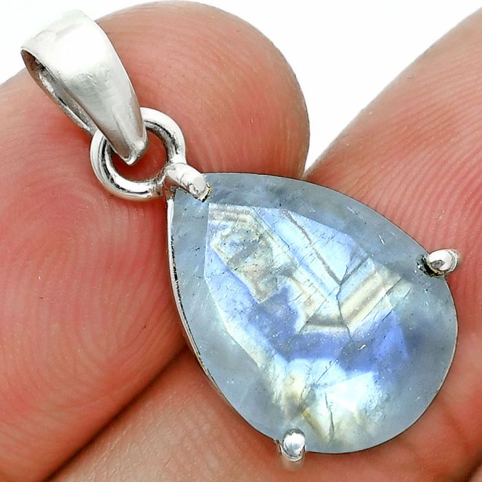 Faceted Rainbow Moonstone Pendant SDP157070 P-1013, 12x16 mm